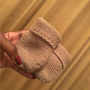 Handmade Tan Knit Baby Booties